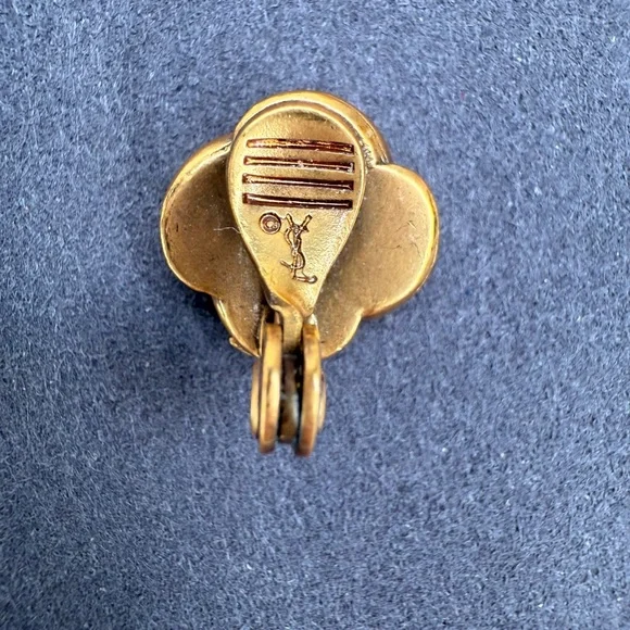 Vintage Yves Saint Laurent YSL Gold Rope Knot Clip-On Earrings 1980s Rosette - Picture 4 of 6